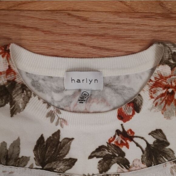 Anthropologie Harlyn floral ruffle pullover sweater S - Picture 4 of 7